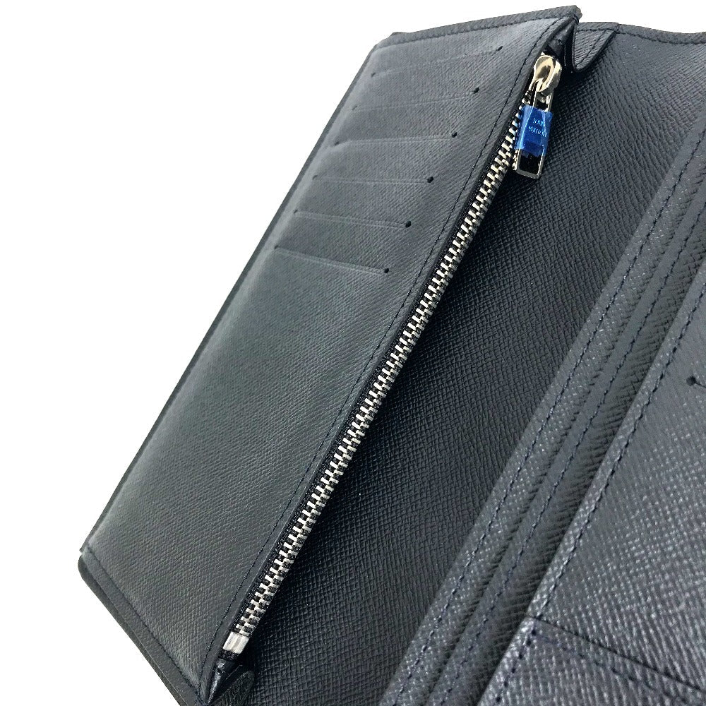 LOUIS VUITTON Long Wallet Purse M30502 Taiga Leather Dark Navy type Taiga Portefeuille Braza mens Used Authentic