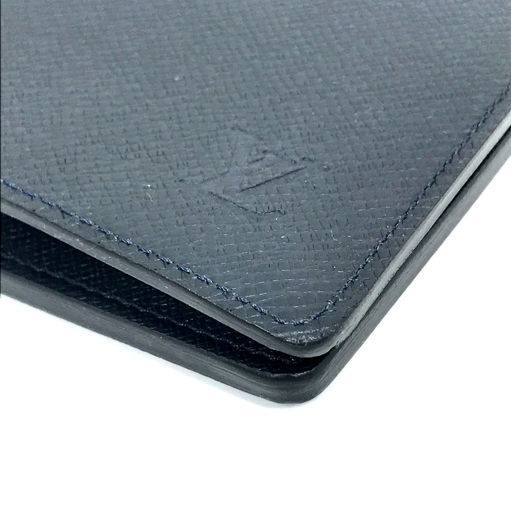 LOUIS VUITTON Long Wallet Purse M30502 Taiga Leather Dark Navy type Taiga Portefeuille Braza mens Used Authentic