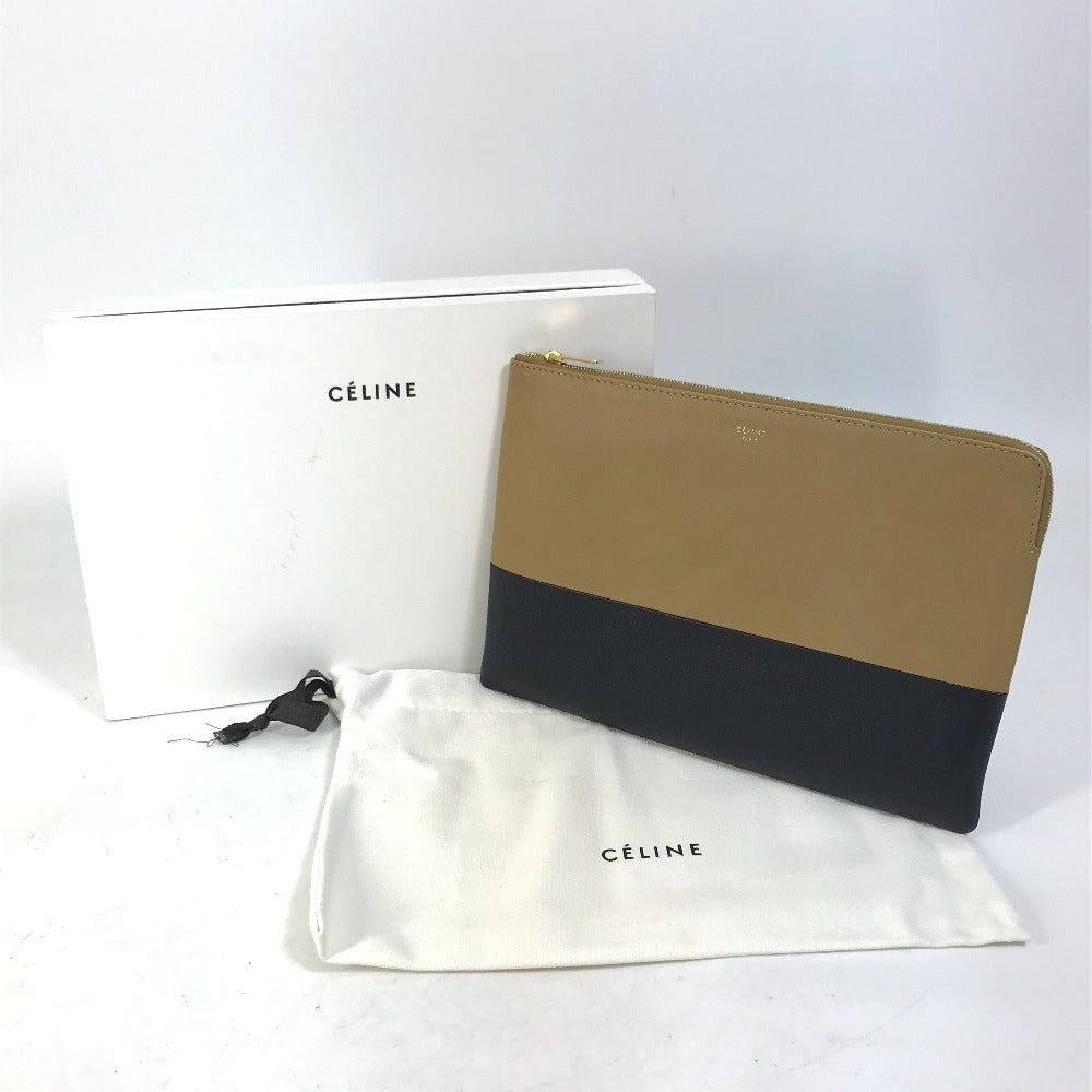 CELINE Clutch bag 100093HTM leather Brown Two-tone By color Women Used Authentic
