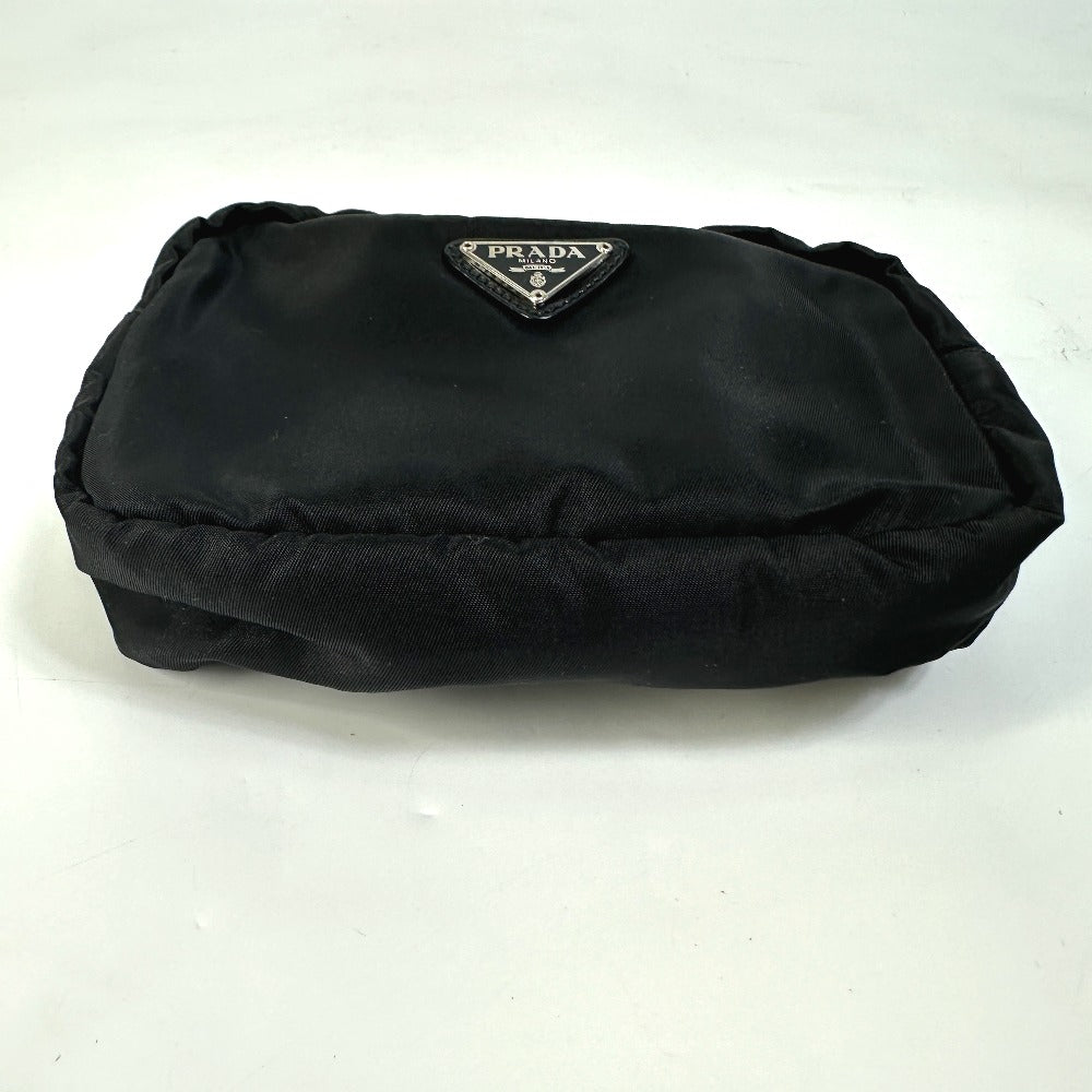 PRADA Pouch NM340X Nylon black Triangle logo plate Women Used Authentic