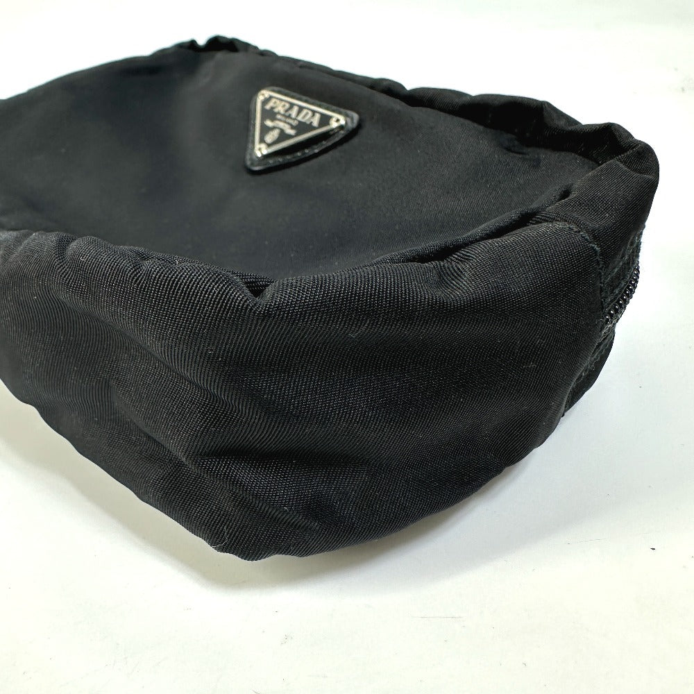 PRADA Pouch NM340X Nylon black Triangle logo plate Women Used Authentic