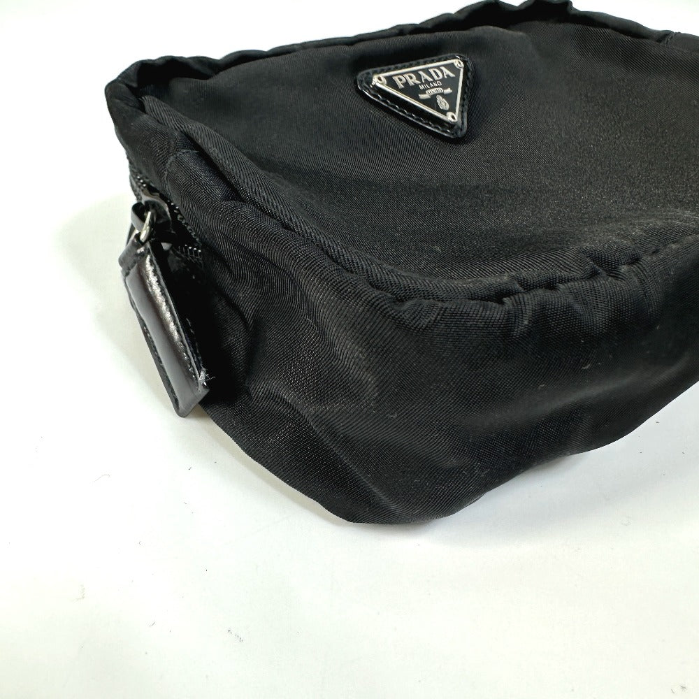 PRADA Pouch NM340X Nylon black Triangle logo plate Women Used Authentic