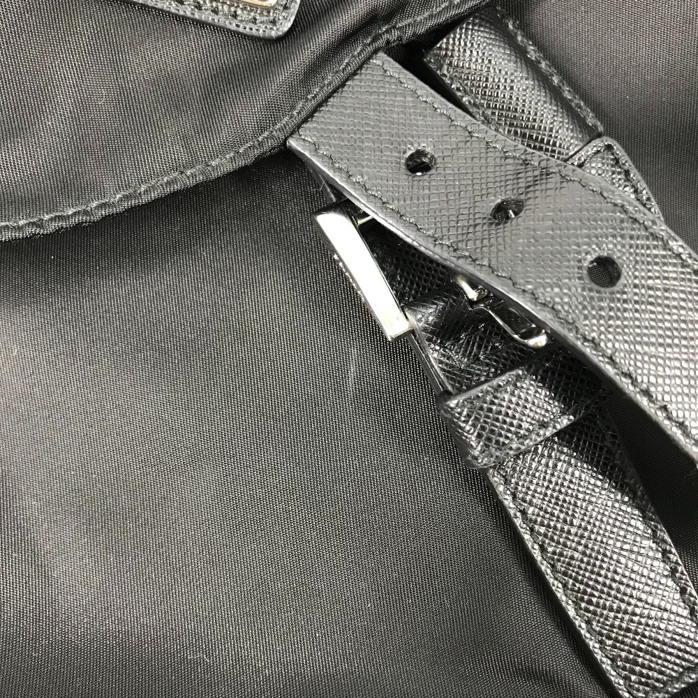 PRADA Backpack 1BZ032 Nylon / leather black With logo Triangle logo plate Women Secondhand Authentic