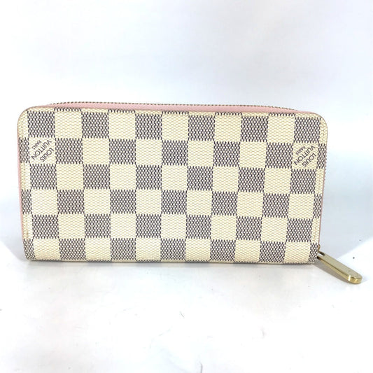 LOUIS VUITTON Long Wallet Purse N63503 Damier Azur Canvas white Damier Azur Zippy wallet Women Used Authentic