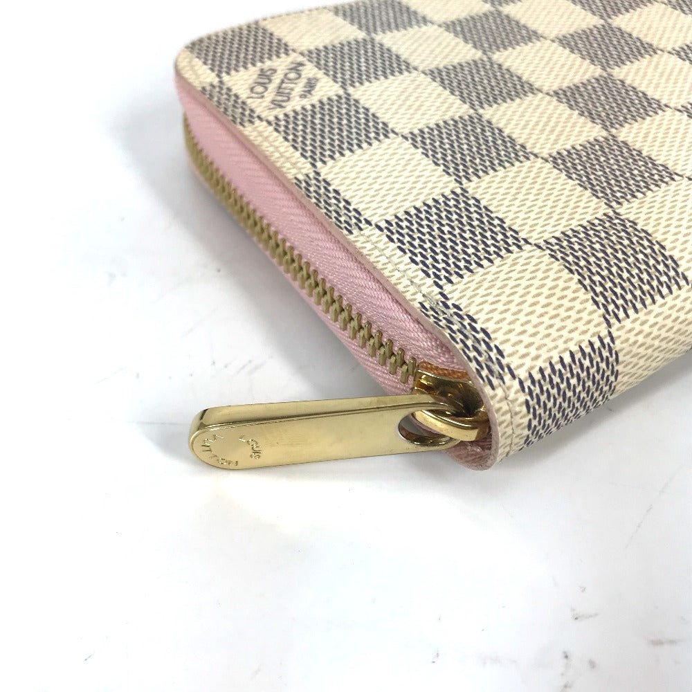 LOUIS VUITTON Long Wallet Purse N63503 Damier Azur Canvas white Damier Azur Zippy wallet Women Used Authentic