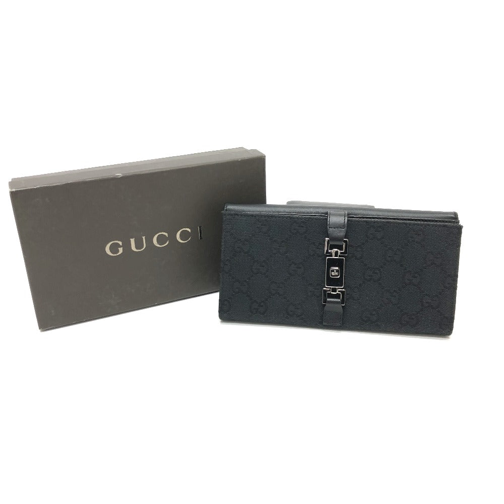 GUCCI Folded wallet 035.2184 GG canvas black GG Jackie Women Used Authentic