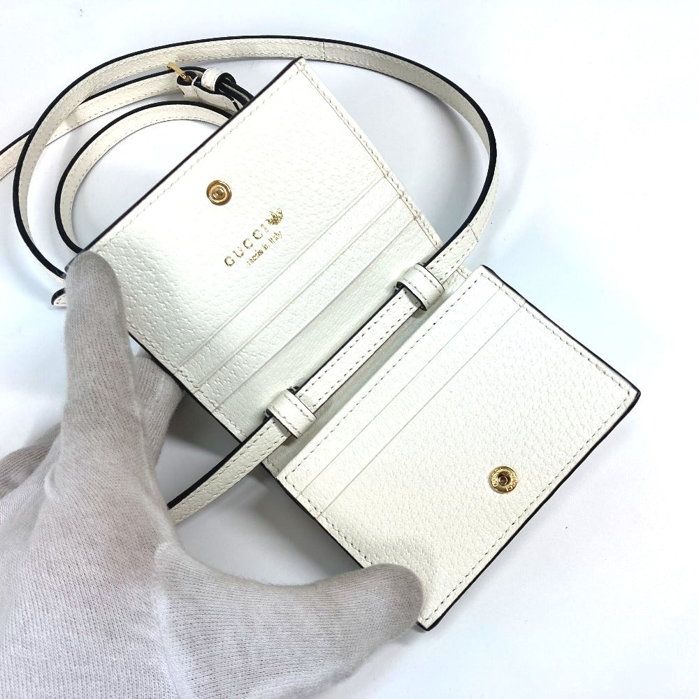 GUCCI Folded wallet 702248 leather white adidas adidas collaboration Horsebit mens Used Authentic
