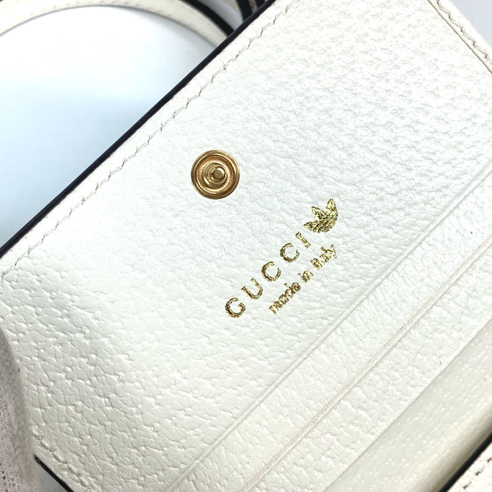 GUCCI Folded wallet 702248 leather white adidas adidas collaboration Horsebit mens Used Authentic