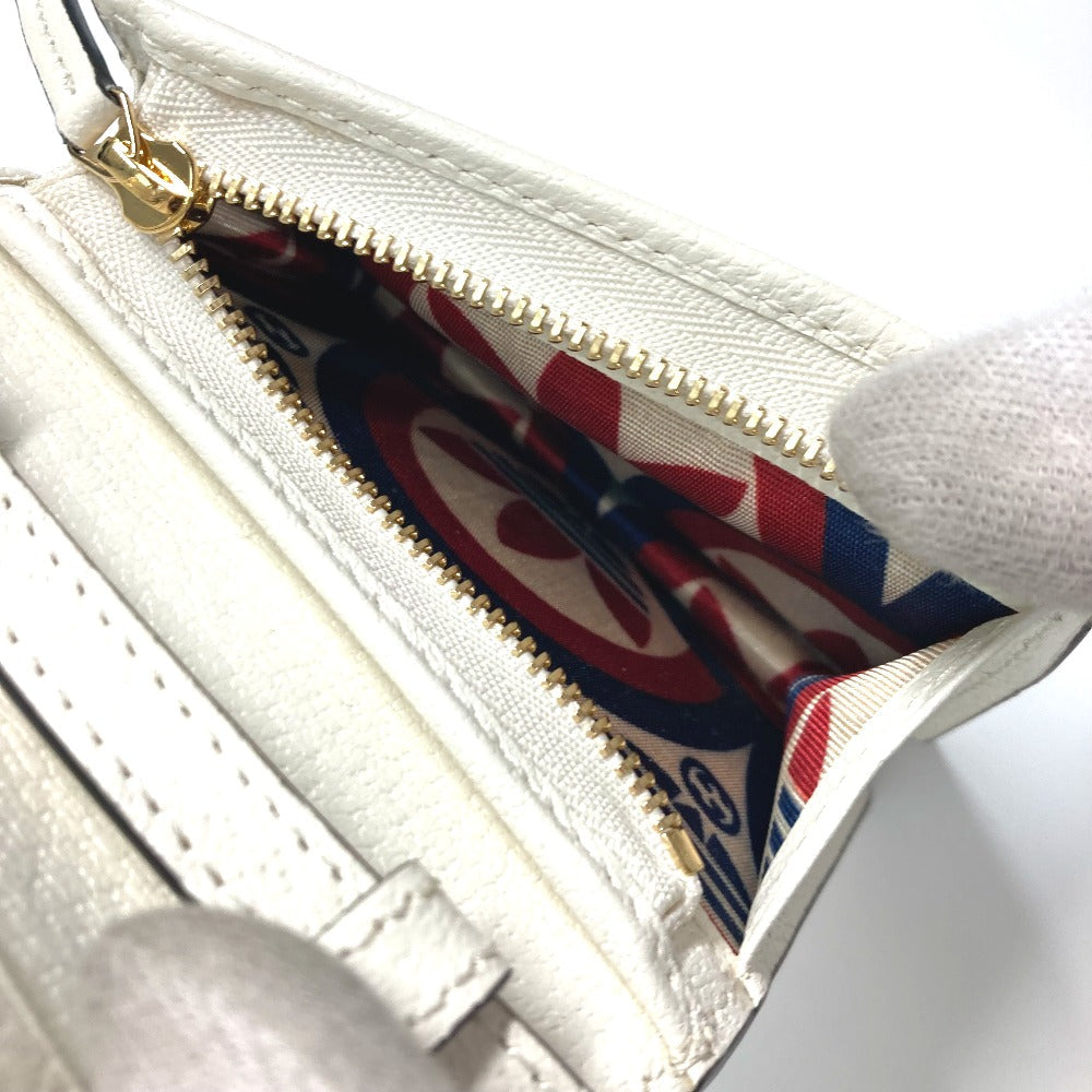 GUCCI Folded wallet 702248 leather white adidas adidas collaboration Horsebit mens Used Authentic