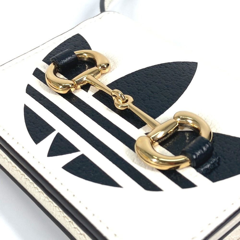 GUCCI Folded wallet 702248 leather white adidas adidas collaboration Horsebit mens Used Authentic