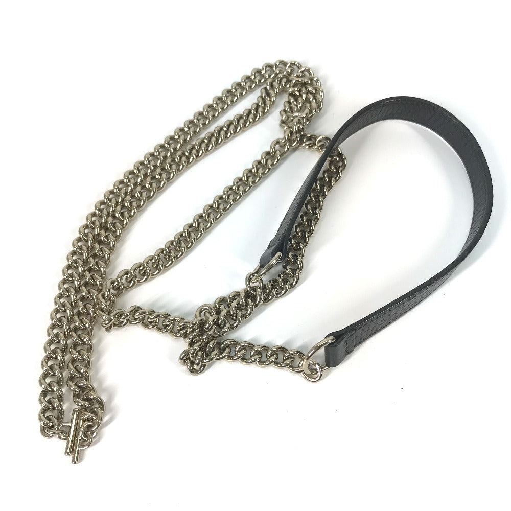 GUCCI Shoulder Bag 510314 leather black Interlocking G Chain wallet Women Used Authentic