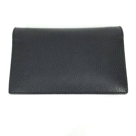 GUCCI Shoulder Bag 510314 leather black Interlocking G Chain wallet Women Used Authentic