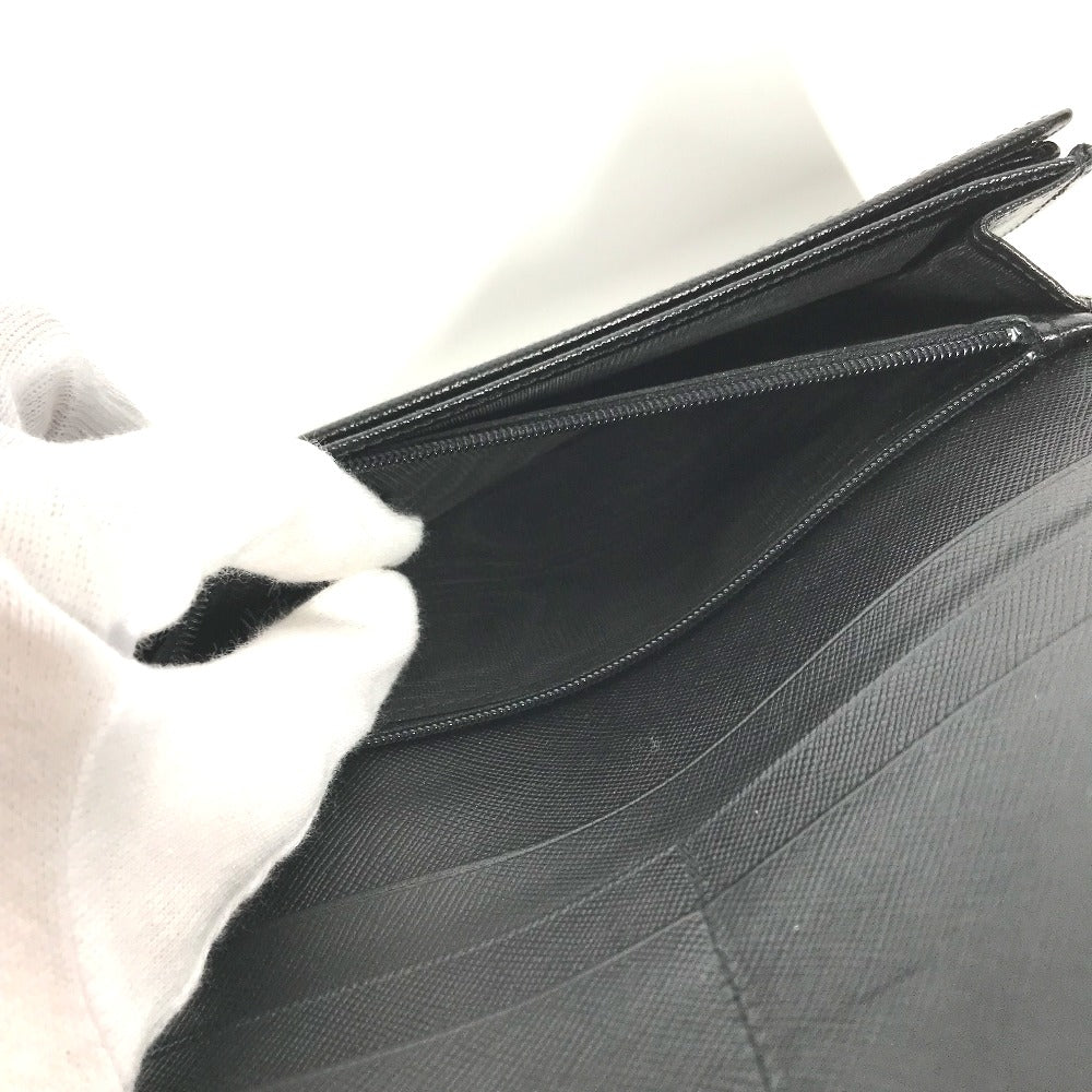 PRADA Long Wallet Purse M608A Safiano leather black Triangle logo plate Long wallet Women Used Authentic