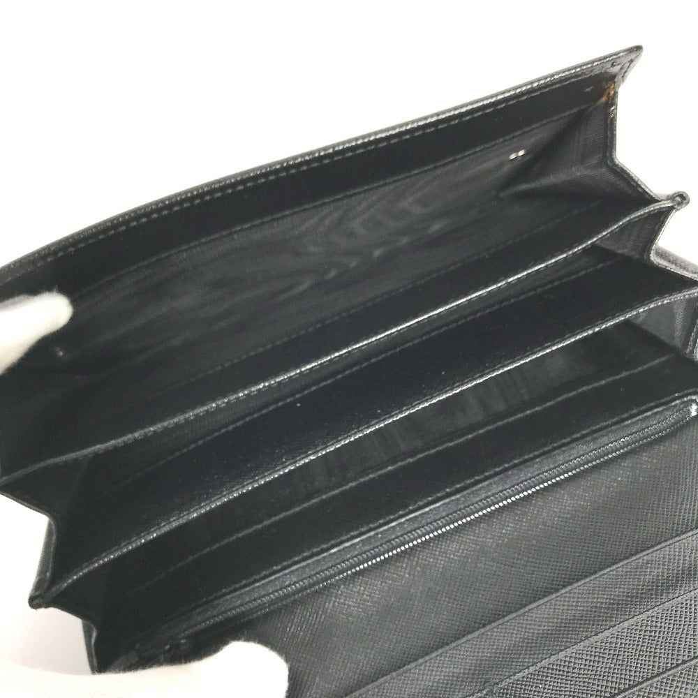 PRADA Long Wallet Purse M608A Safiano leather black Triangle logo plate Long wallet Women Used Authentic