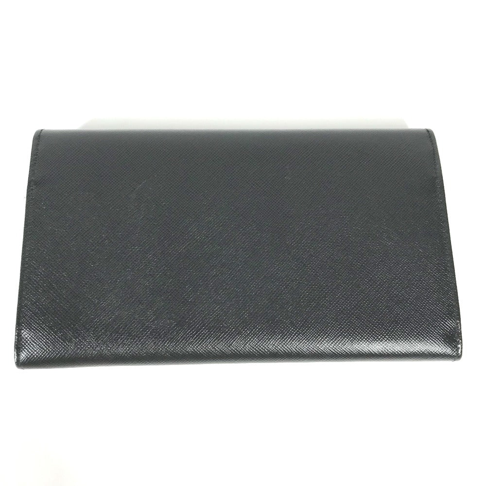 PRADA Long Wallet Purse M608A Safiano leather black Triangle logo plate Long wallet Women Used Authentic
