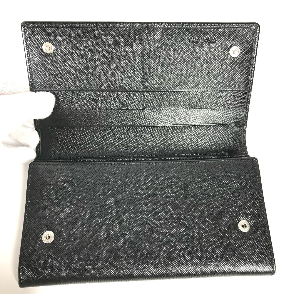 PRADA Long Wallet Purse M608A Safiano leather black Triangle logo plate Long wallet Women Used Authentic