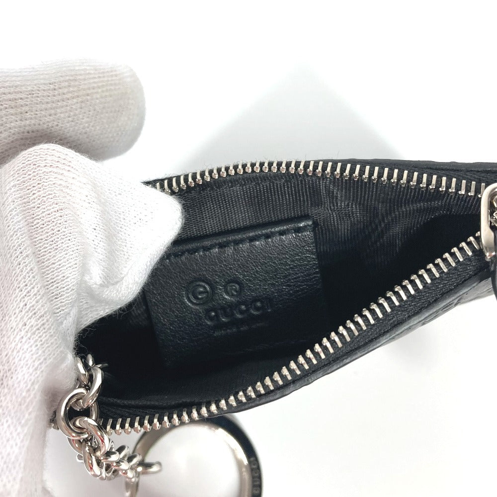 GUCCI Coin case 544476 leather black With key ring Micro Gucci Shima GG mens Used Authentic
