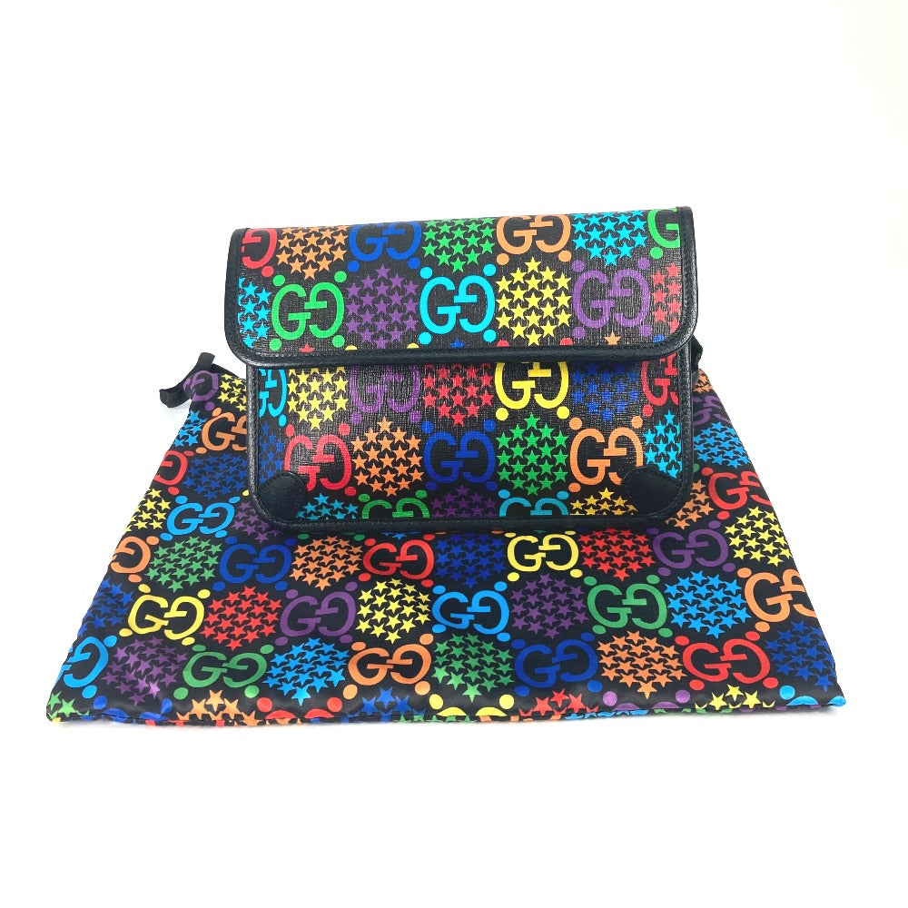 GUCCI Sling bag 598113 Leather / PVC multicolor GG Supreme psychedelic belt bag mens Used Authentic
