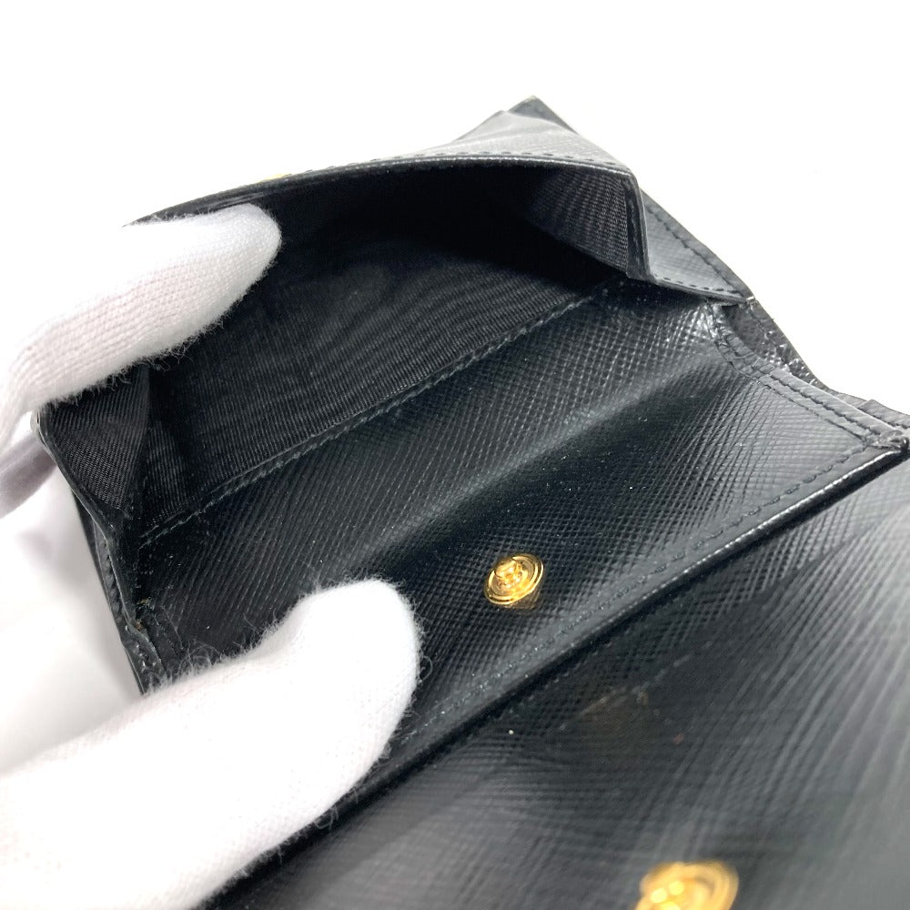 PRADA Folded wallet 1MV204 leather black All-over logo Women Used Authentic