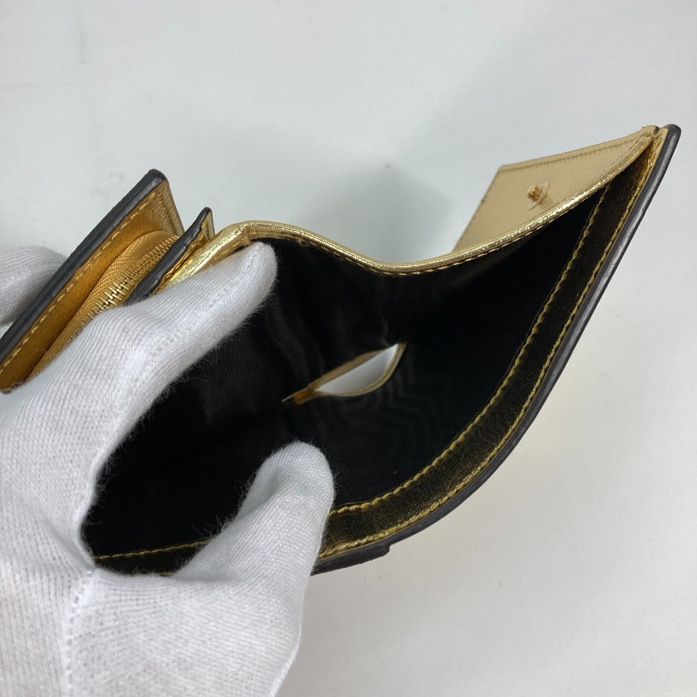GUCCI Folded wallet 598587 leather gold Compact wallet GG Marmont Women Used Authentic
