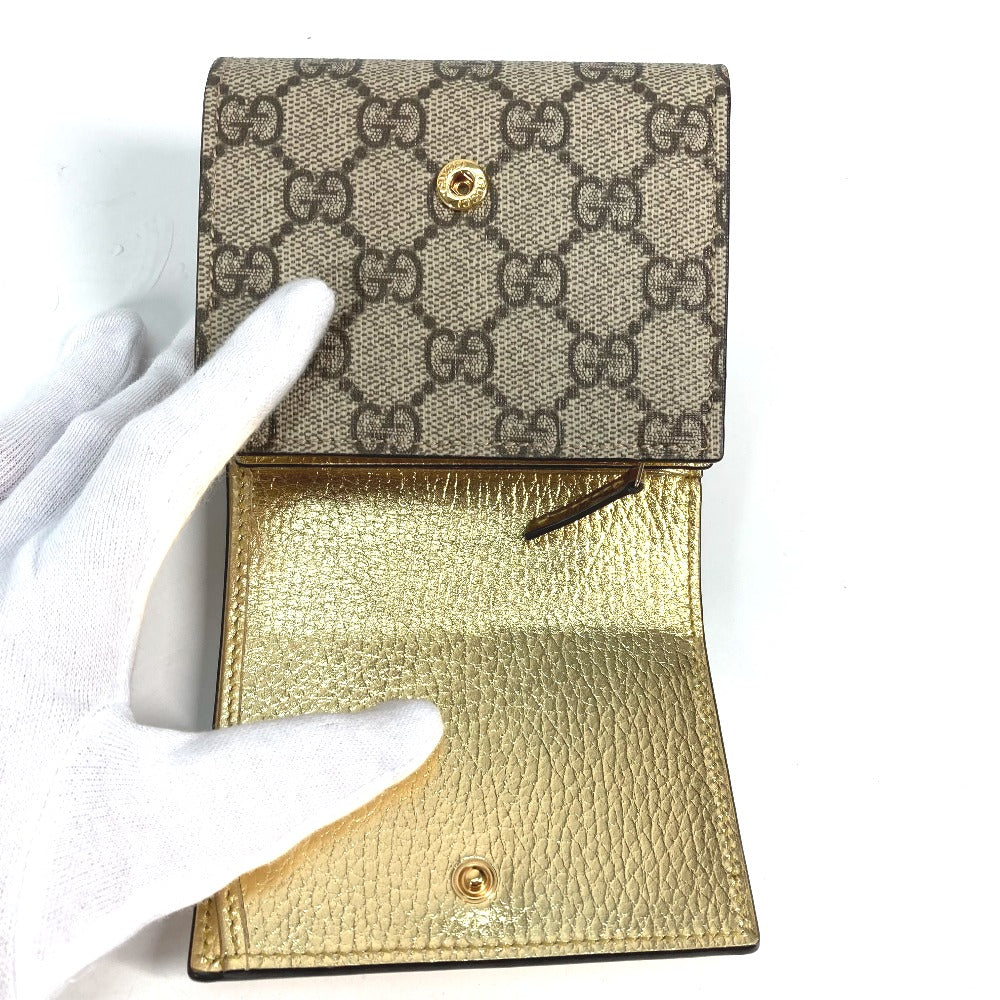 GUCCI Folded wallet 598587 leather gold Compact wallet GG Marmont Women Used Authentic