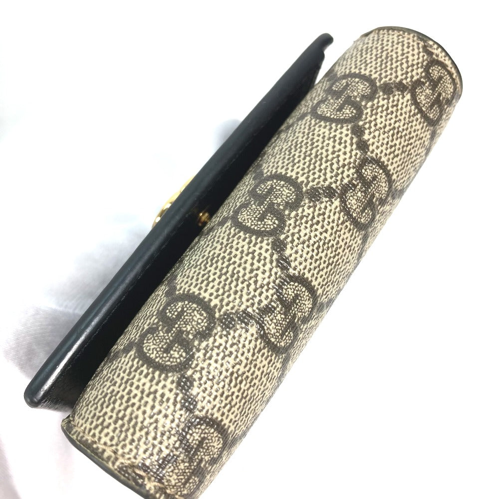 GUCCI Folded wallet 598587 Leather PVC beige GG Supreme GG Marmont Women Used Authentic