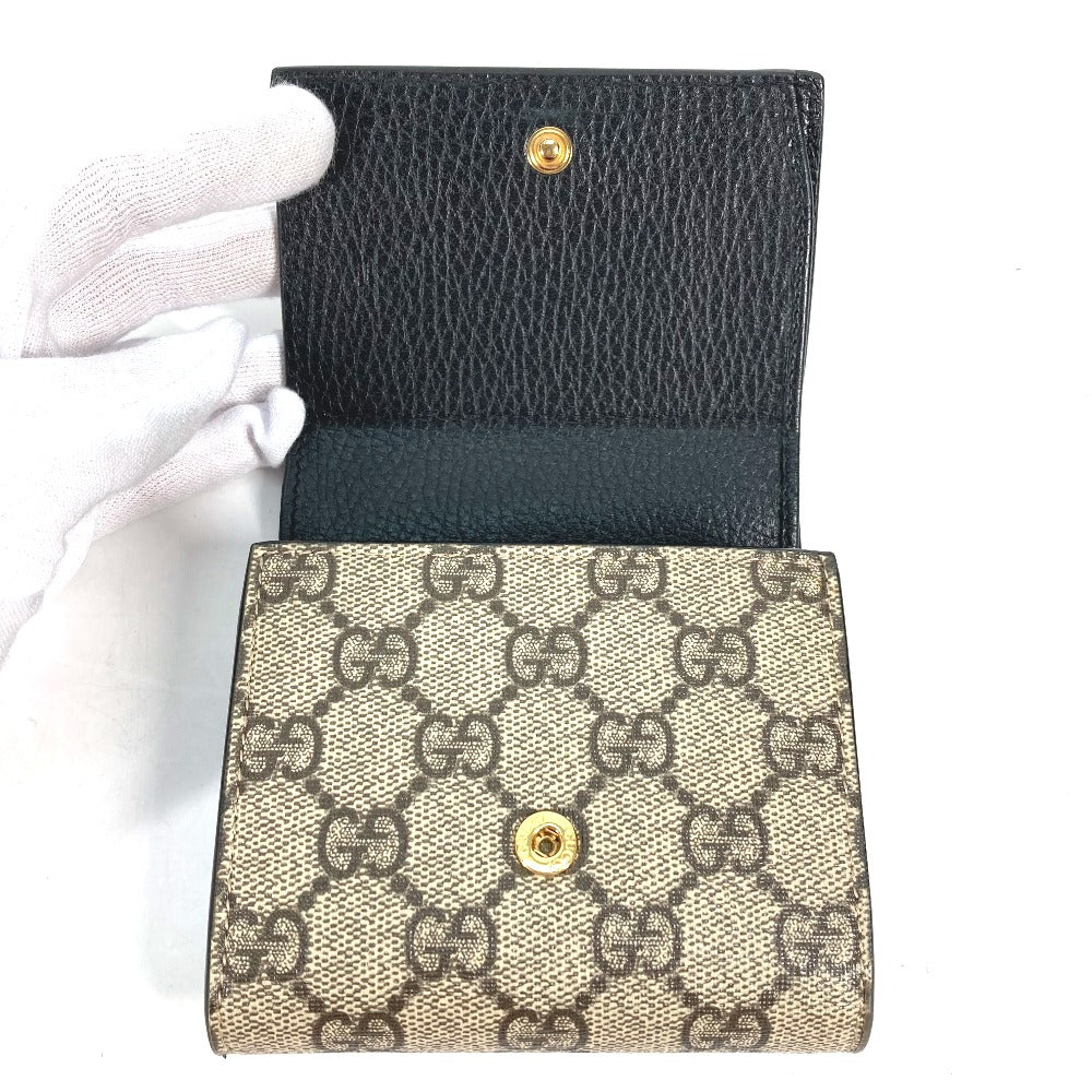 GUCCI Folded wallet 598587 Leather PVC beige GG Supreme GG Marmont Women Used Authentic