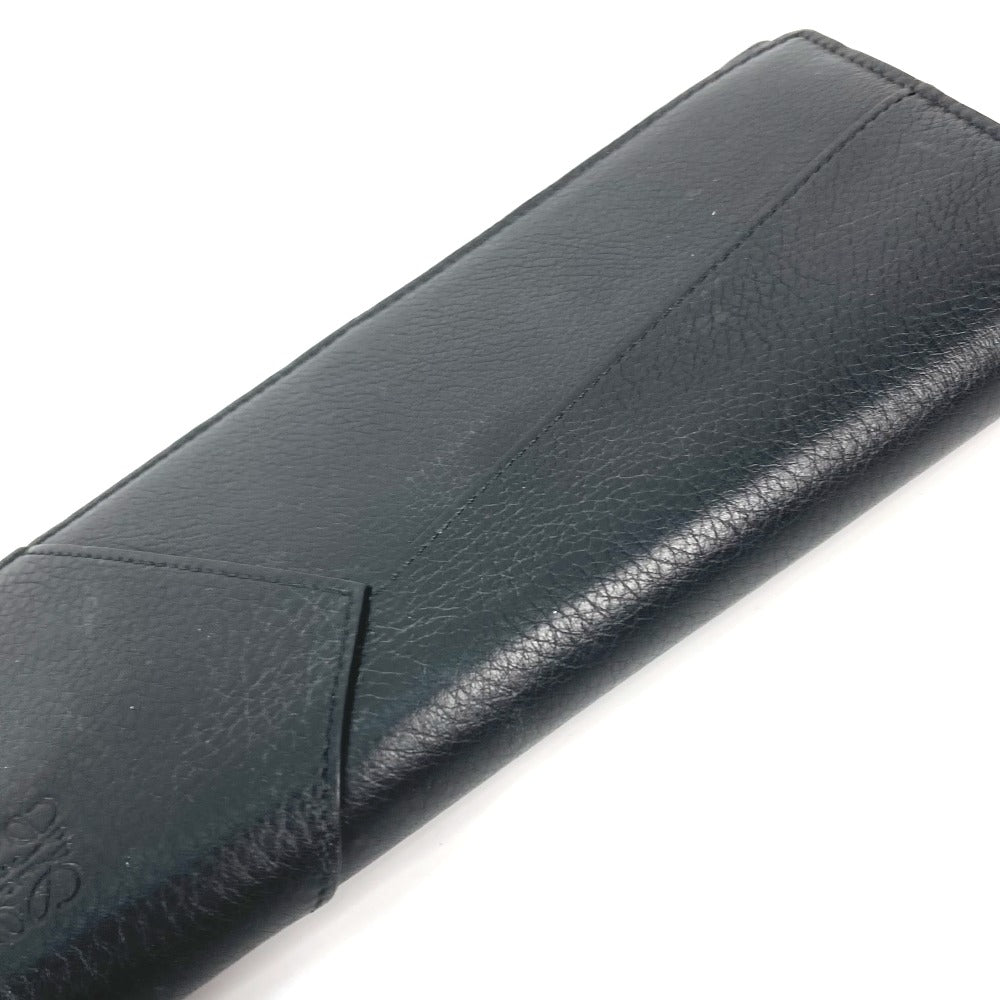 LOEWE Long Wallet Purse leather black Long wallet puzzle mens Used Authentic