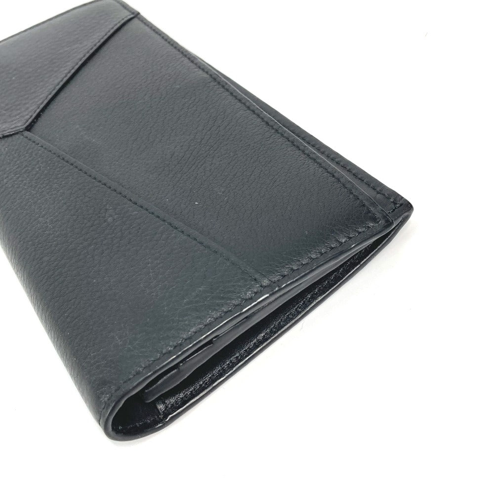 LOEWE Long Wallet Purse leather black Long wallet puzzle mens Used Authentic