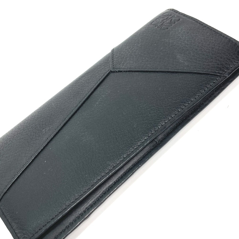 LOEWE Long Wallet Purse leather black Long wallet puzzle mens Used Authentic