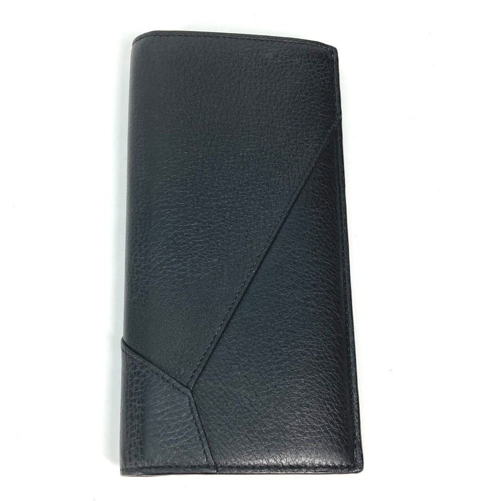 LOEWE Long Wallet Purse leather black Long wallet puzzle mens Used Authentic