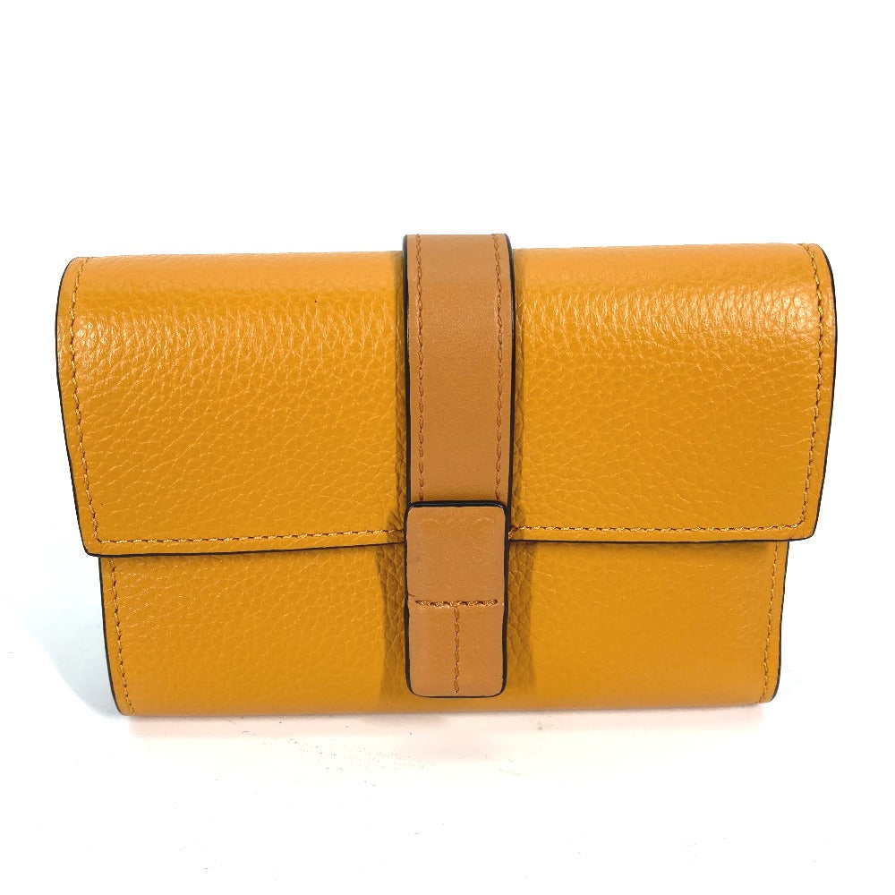 LOEWE Folded wallet C660Z41X01 leather Brown Compact wallet Compact zip wallet Women Used Authentic
