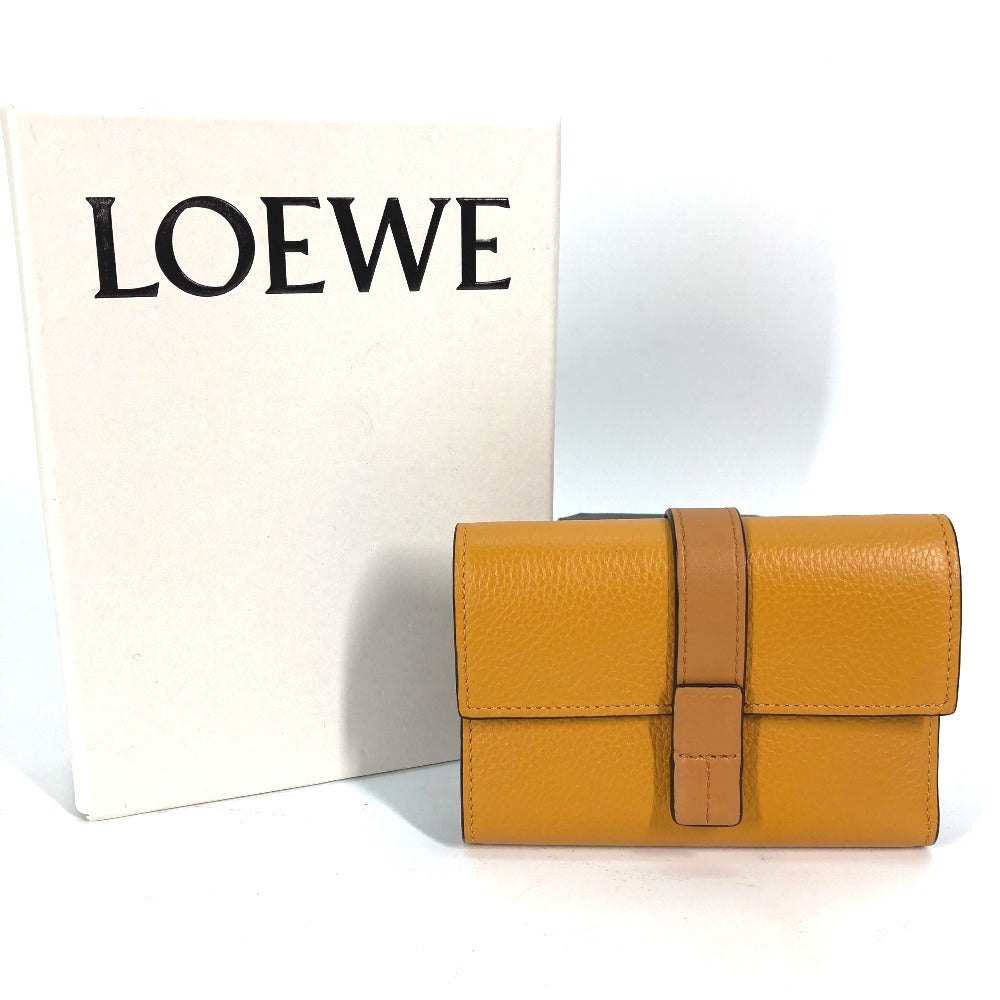 LOEWE Folded wallet C660Z41X01 leather Brown Compact wallet Compact zip wallet Women Used Authentic