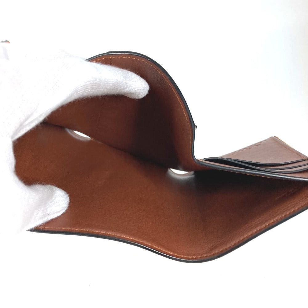 LOEWE Folded wallet C660Z41X01 leather Brown Compact wallet Compact zip wallet Women Used Authentic