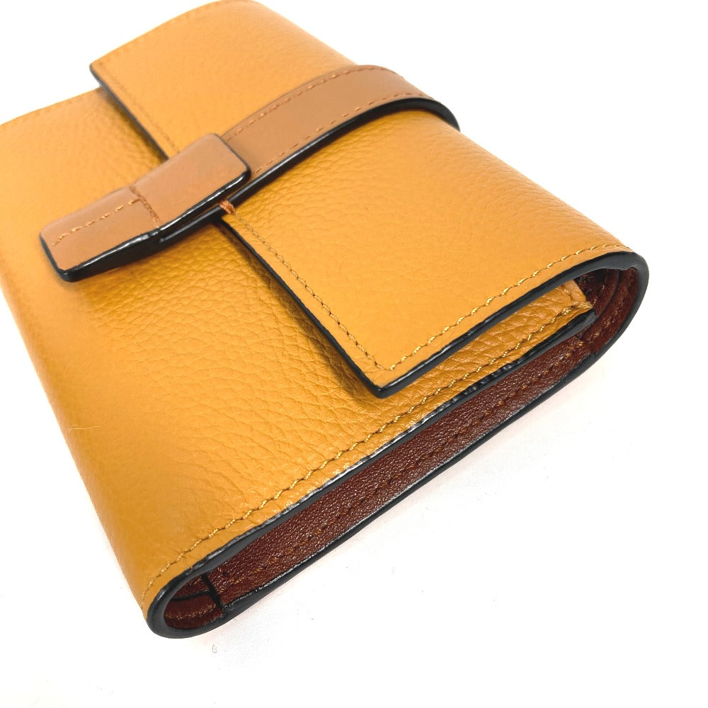LOEWE Folded wallet C660Z41X01 leather Brown Compact wallet Compact zip wallet Women Used Authentic
