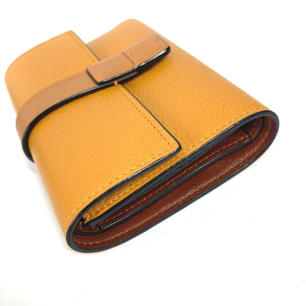 LOEWE Folded wallet C660Z41X01 leather Brown Compact wallet Compact zip wallet Women Used Authentic