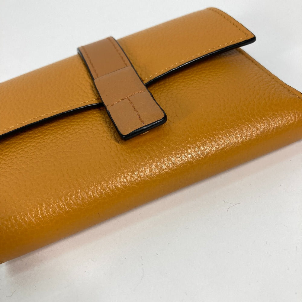 LOEWE Folded wallet C660Z41X01 leather Brown Compact wallet Compact zip wallet Women Used Authentic