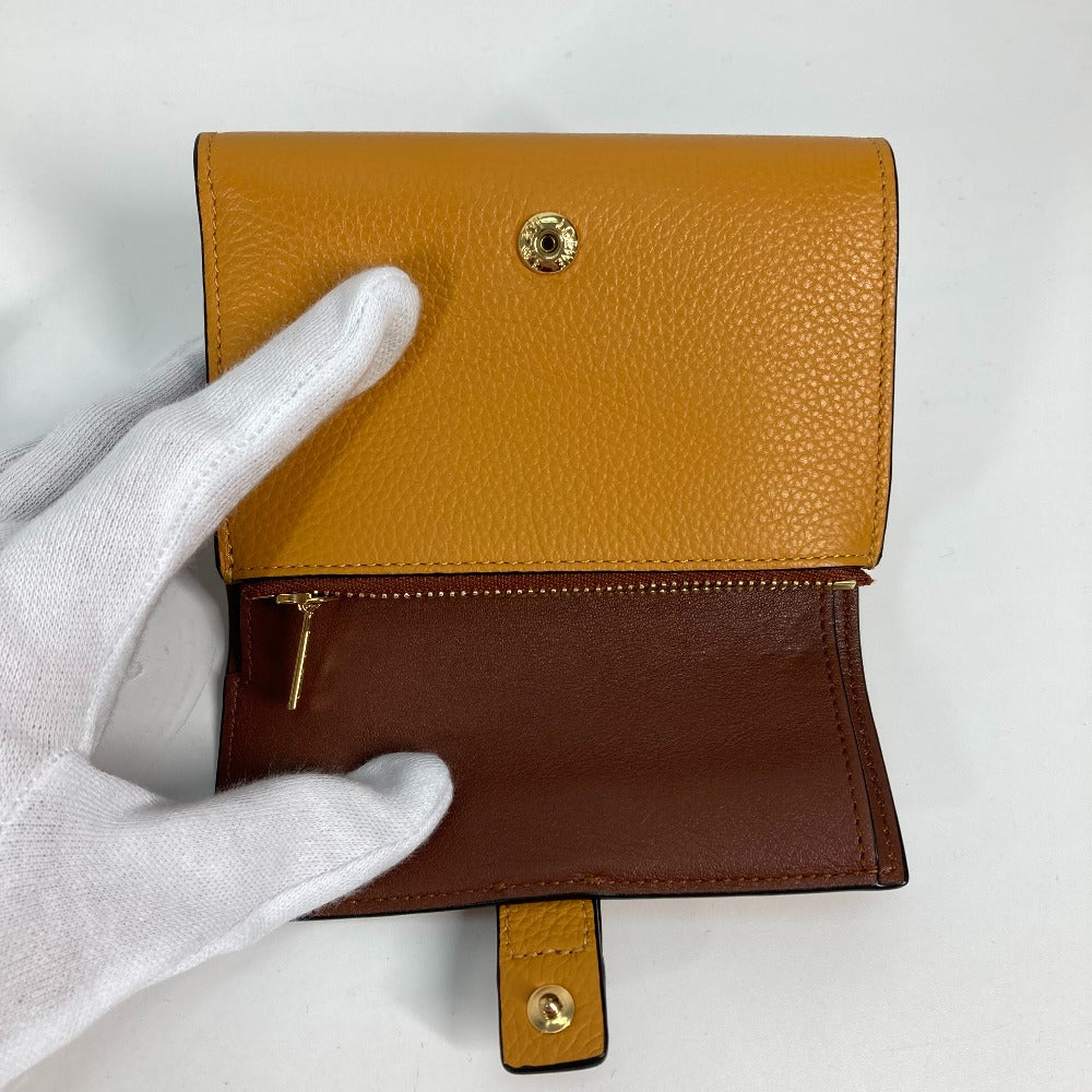 LOEWE Folded wallet C660Z41X01 leather Brown Compact wallet Compact zip wallet Women Used Authentic