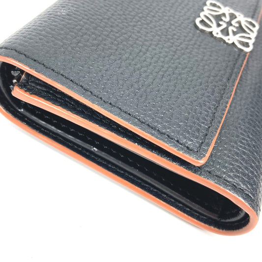LOEWE Trifold wallet C821S33X01 leather black Compact wallet Anagram Trifold Wallet Women Used Authentic