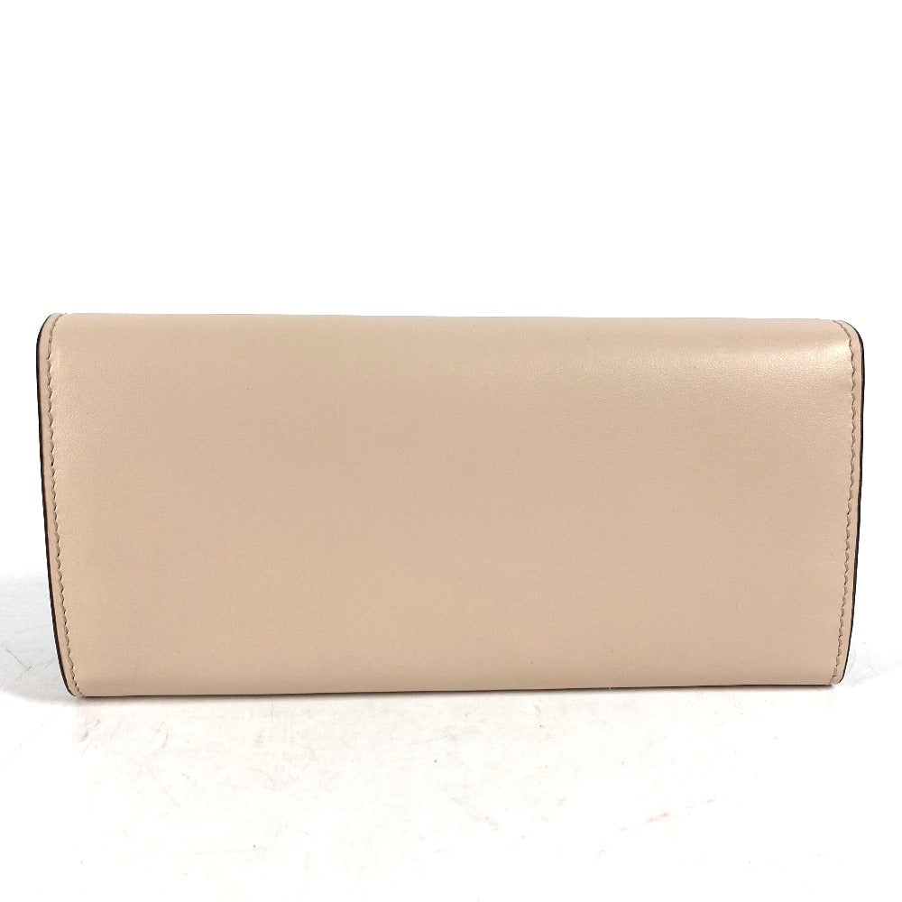 FENDI Long Wallet Purse 8M0251 leather beige Long wallet logo Women Used Authentic