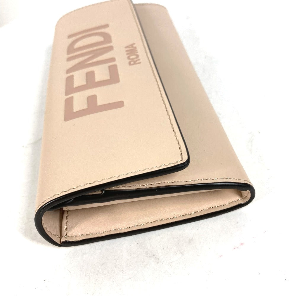 FENDI Long Wallet Purse 8M0251 leather beige Long wallet logo Women Used Authentic