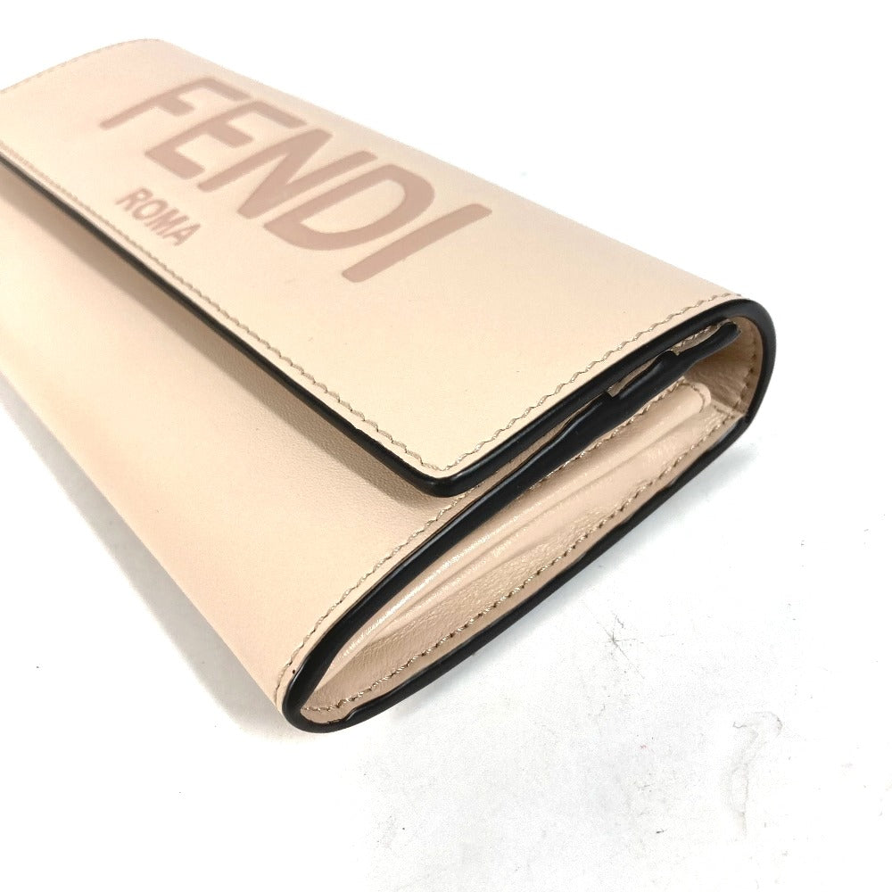 FENDI Long Wallet Purse 8M0251 leather beige Long wallet logo Women Used Authentic