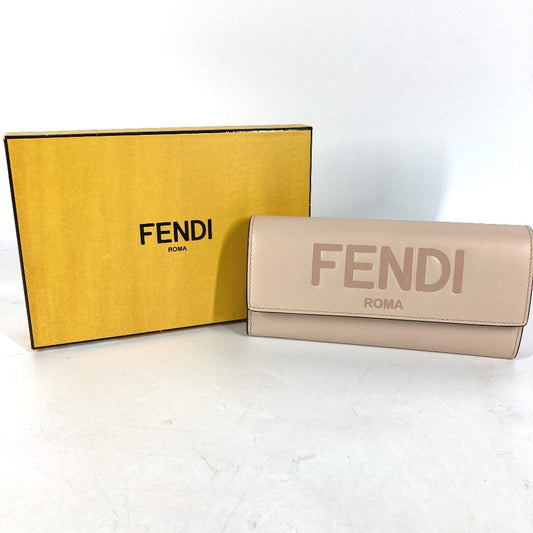 FENDI Long Wallet Purse 8M0251 leather beige Long wallet logo Women Used Authentic