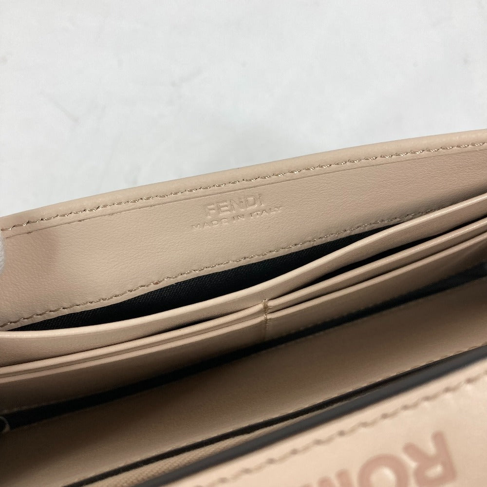 FENDI Long Wallet Purse 8M0251 leather beige Long wallet logo Women Used Authentic