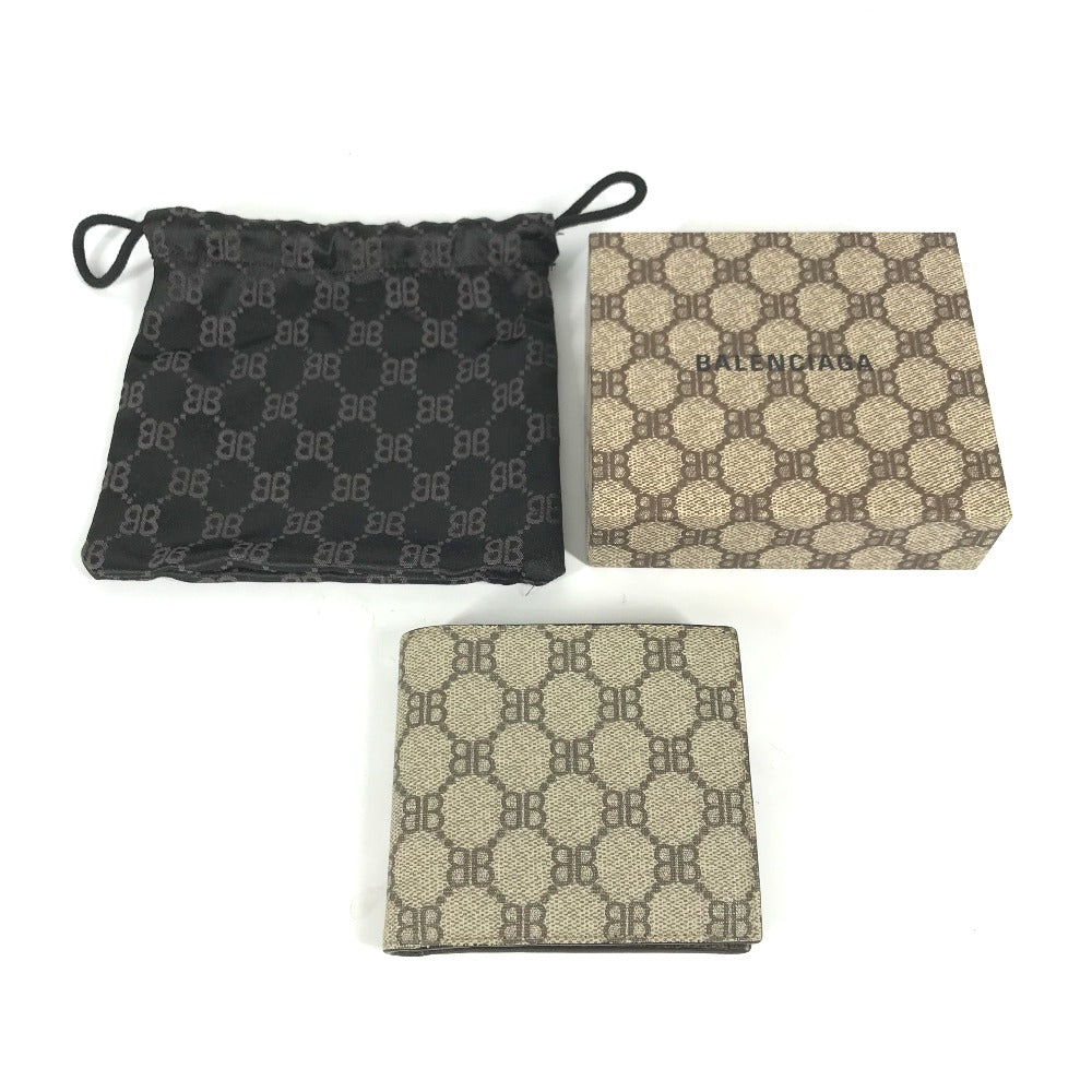 GUCCI Folded wallet 680403 GG Supreme Canvas beige BALENCIAGA Balenciaga collaboration The Hacker Project mens Used Authentic