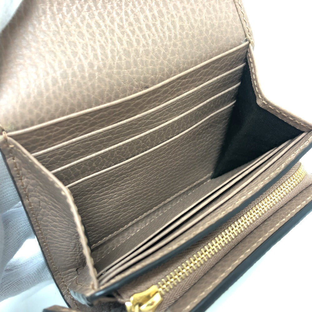 GUCCI Folded wallet 598587 GG Supreme canvas, leather beige GG Supreme Double G medium wallet Women Used Authentic