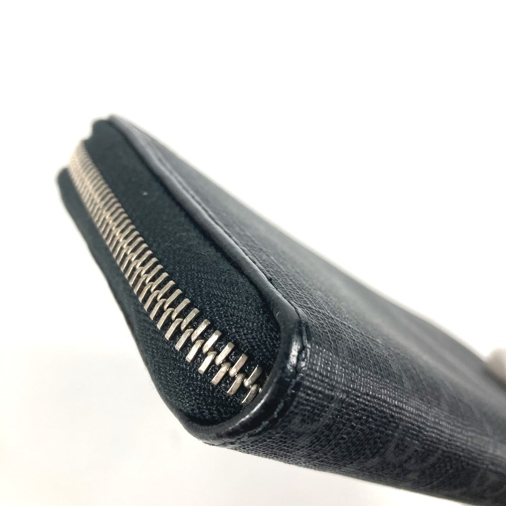 GUCCI Long Wallet Purse 673003 GG Supreme Canvas black GG Supreme Interlocking G zip-around wallet mens Used Authentic