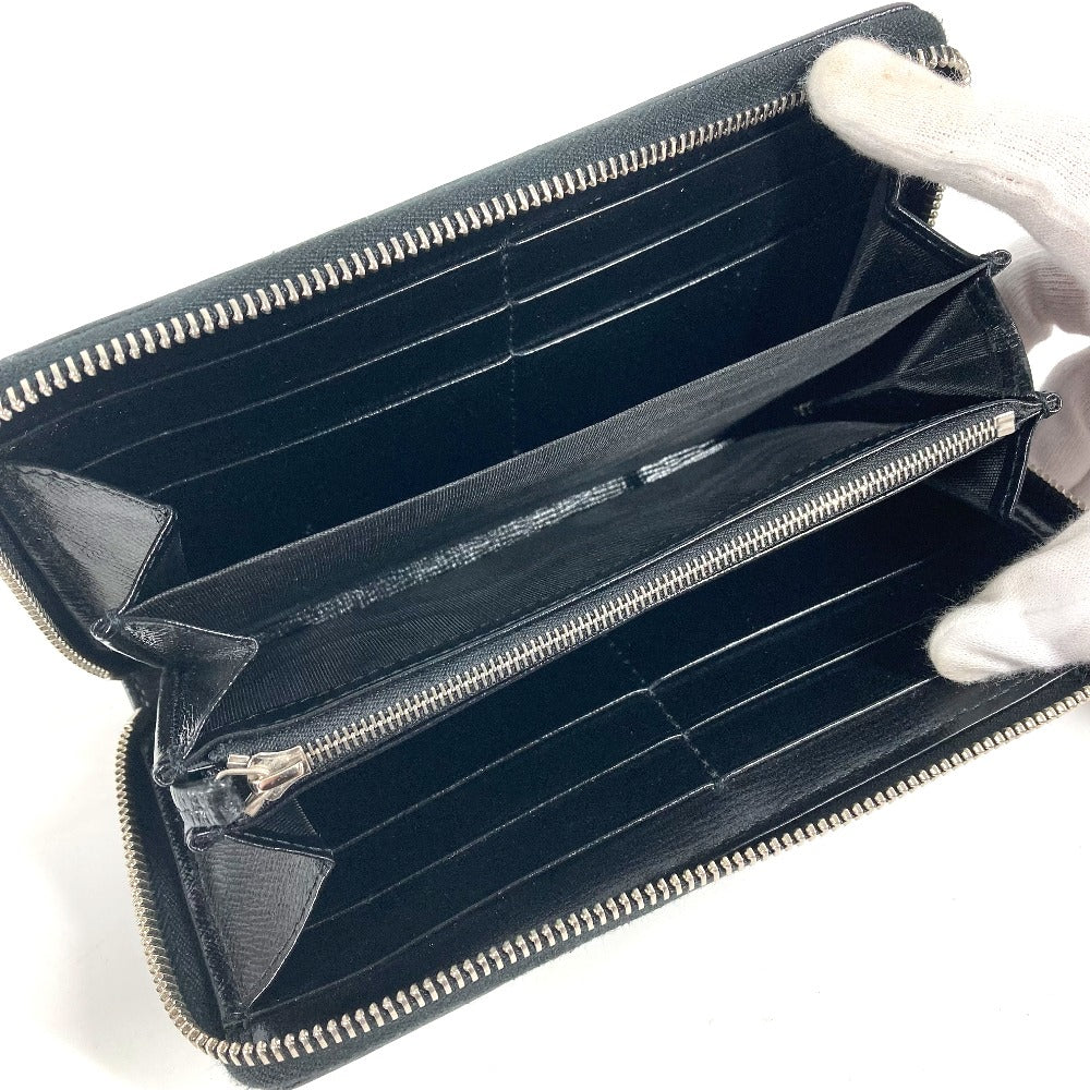GUCCI Long Wallet Purse 673003 GG Supreme Canvas black GG Supreme Interlocking G zip-around wallet mens Used Authentic