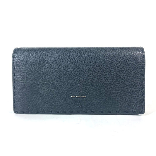 FENDI Long Wallet Purse 7M0186 leather black stitch Celeria unisex(Unisex) Used Authentic
