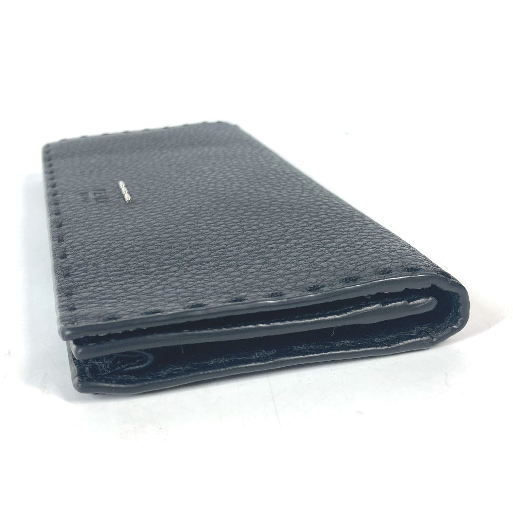 FENDI Long Wallet Purse 7M0186 leather black stitch Celeria unisex(Unisex) Used Authentic